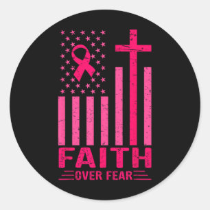 Glaube an Angst vor dem US-Flaggen rosa Ribbon Bru Runder Aufkleber