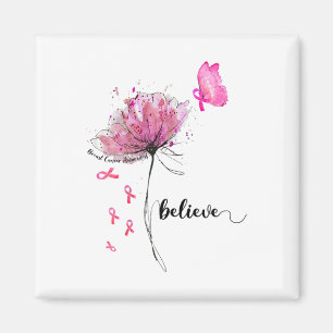 Glaube an Blume Schmetterling Pink Ribbon Brustkre Magnet