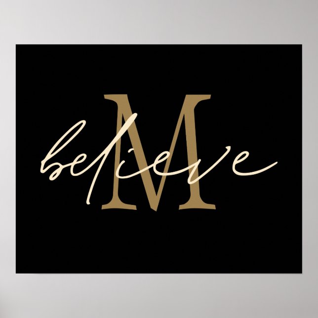 Glaube an das Gold Monogram, anfänglich schwarz Poster (Vorne)