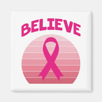 Glaube an das rosa Band Retro Magnet