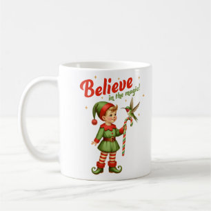 Glaube an den magischen vintage Weihnachts-Gnom-Zu Kaffeetasse