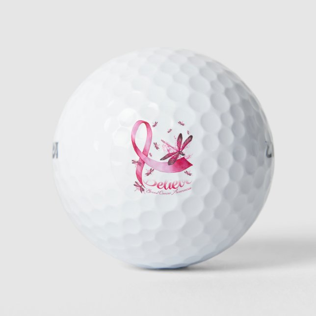 Glaube an den Rosa-Ribbon-Brustkrebs des Dragonfly Golfball (Vorderseite)