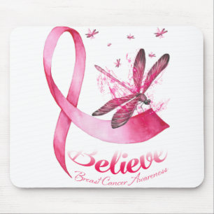 Glaube an den Rosa-Ribbon-Brustkrebs des Dragonfly Mousepad