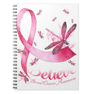 Glaube an den Rosa-Ribbon-Brustkrebs des Dragonfly Notizblock