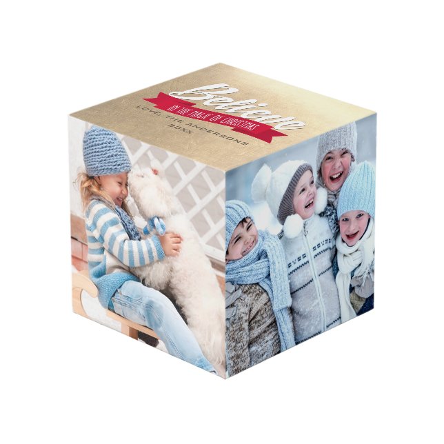 Glaube an den Zauber des Weihnachtswürfels im Foto Würfel (Vorderseite Schrägansicht)