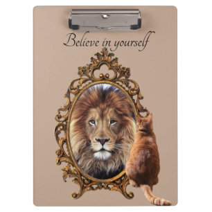 Glaube an dich selbst Lion Vintag Inspiration Klemmbrett