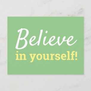 Glaube an dich selbst Motivationszitat Grün Weiß Postkarte