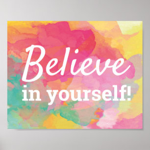 Glaube an dich selbst Motivationszitat Wasserfarbe Poster
