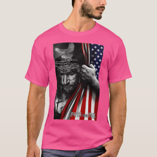 Glaube an die Angst Jesus American Flag Patriot Ch T-Shirt