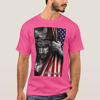 Glaube an die Angst Jesus American Flag Patriot Ch T-Shirt