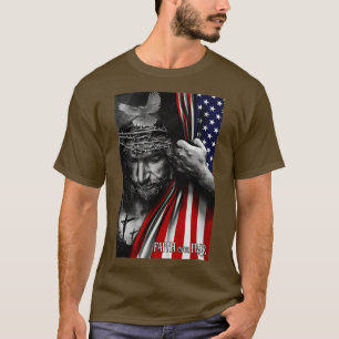 Glaube an die Angst Jesus American Flag Patriot Ch T-Shirt