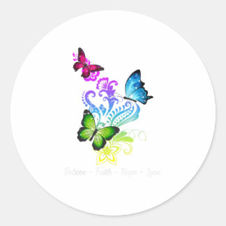 Glaube an die Hoffnung Liebe Schmetterling Geschen Runder Aufkleber