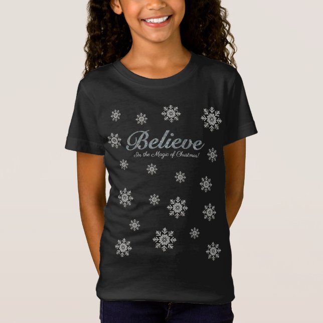 Glaube an die Magie der Weihnachtssilber-Kinder T-Shirt (Vorderseite)