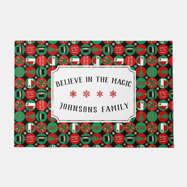 Glaube an die Magie - Weihnachtsmuster Fußmatte (Vorderseite)