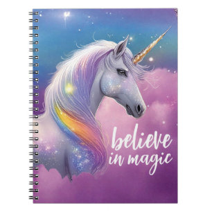 Glaube an die magische Glitzer Einhorn kosmische F Notizblock