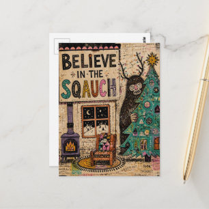 Glaube an die Squatch-Weihnachtscollage Postkarte