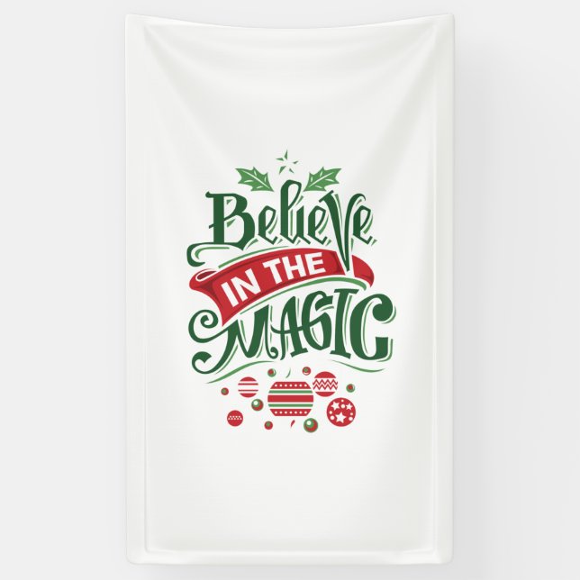Glaube an die Weihnachtstypografie der Magie Banner (Vertikal)