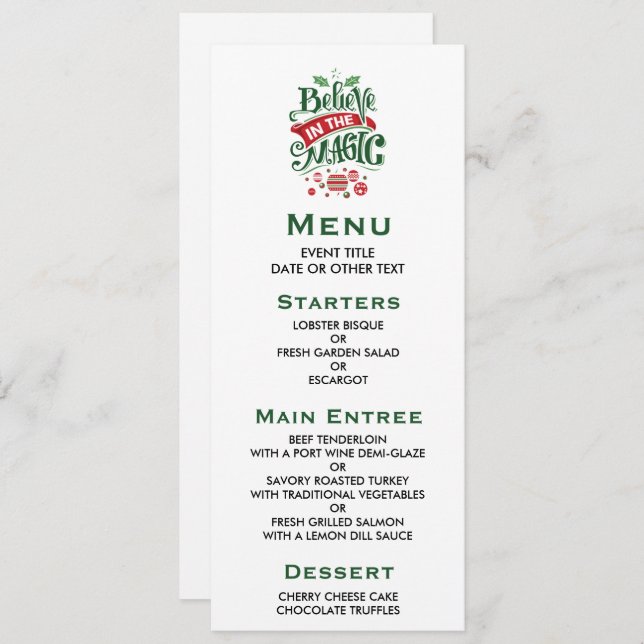 Glaube an die Weihnachtstypografie der Magie Einladung (Vorne/Hinten)