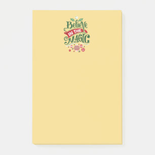 Glaube an die Weihnachtstypografie der Magie Post-it Klebezettel