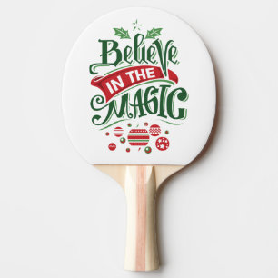 Glaube an die Weihnachtstypografie der Magie Tischtennis Schläger