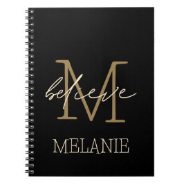 Glaube an Förderung Gold Monogram Name Notizblock