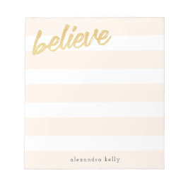 Glaube an Gold Imitate Foil Peach Stripes Individu Notizblock
