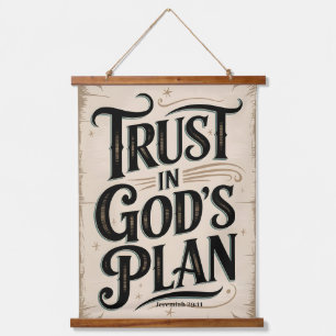 Glaube an Gottes Plan Vintage christliche Wand Wandteppich Mit Holzrahmen