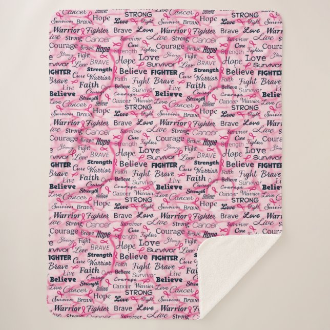 Glaube an Kampf Live Strong Pink Typografy Sherpadecke (Vorderseite)