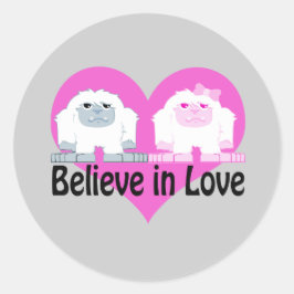 Glaube an Liebe! Niedlich Yetis Runder Aufkleber