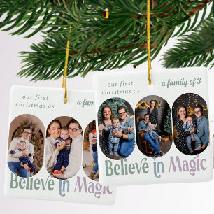 Glaube an Magie Erstes Weihnachten 6 Fotos in jede Keramikornament