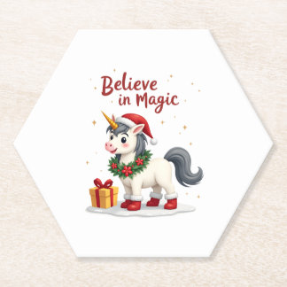 Glaube an Magie Festliches Einhorn mit Weihnacht Untersetzer