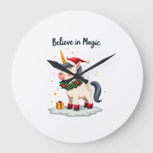 Glaube an Magie Festliches Einhorn mit Weihnachts Große Wanduhr