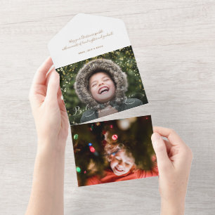 Glaube an Magie Kalligrafie & Gold Glitzer Foto All In One Einladung