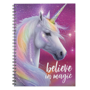Glaube an Magie Schöner Regenbogen Glitzer Einhorn Notizblock