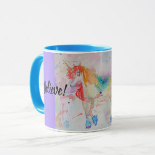 Glaube an magische Regenbogen-Einhorn-Tasse Tasse