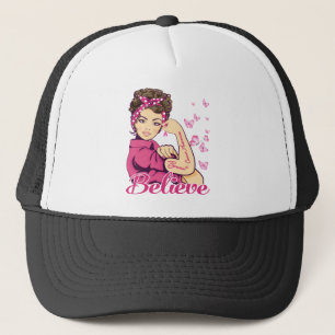 Glaube an T - Shirt des Brustkrebs Truckerkappe