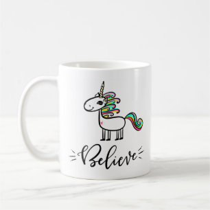 Glaube an Unicorns, handschriftlich Kaffeetasse