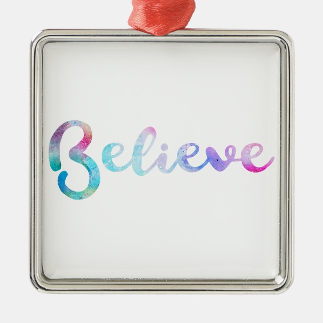 Glaube an Wasserfarben-Typografie-Kunst Ornament Aus Metall (Vorne)