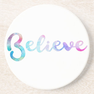 Glaube an Wasserfarben-Typografie-Kunst Sandstein Untersetzer