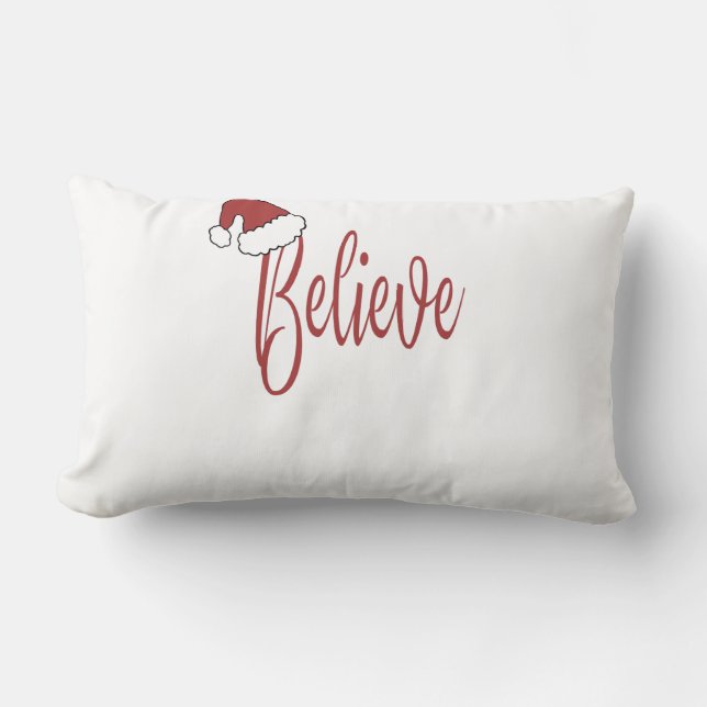 Glaube an Weihnachten mit roter Weihnachtsmannmütz Lendenkissen (Vorderseite)