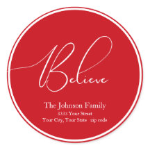 Glaube an Weihnachten-Runde-Rote Rücksendeadresse