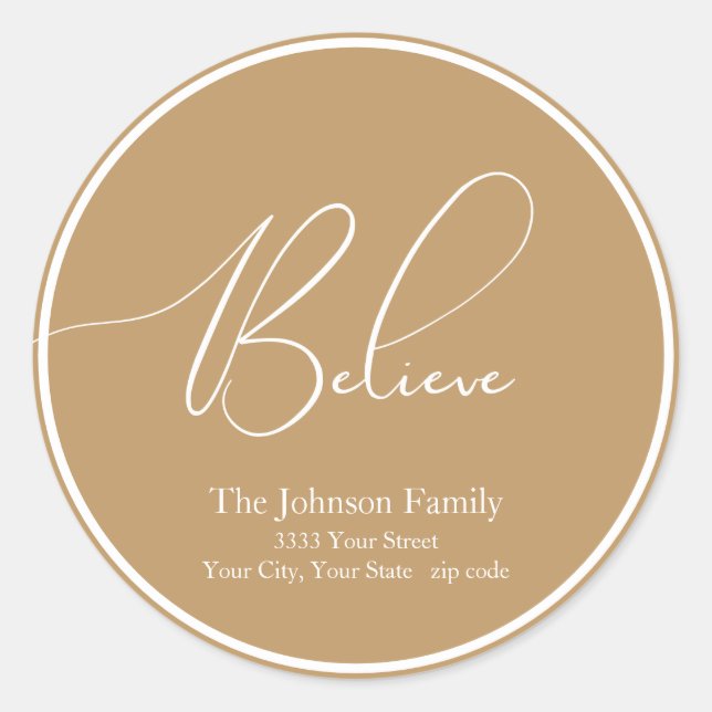 Glaube an Weihnachts-Runde Gold-Rücksendeaufkleber Runder Aufkleber (Vorderseite)