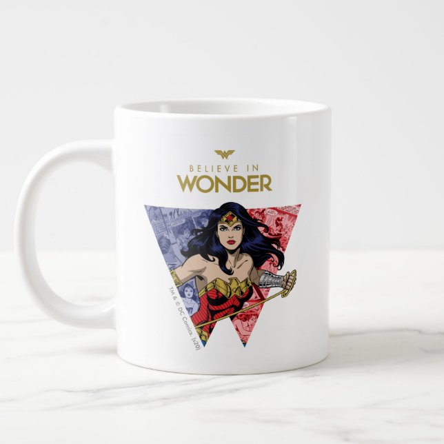 "Glaube an Wonder" Wonder Woman Lasso Comic Logo Jumbo-Tasse (Links)