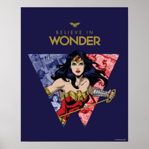 "Glaube an Wonder" Wonder Woman Lasso Comic Logo Poster
