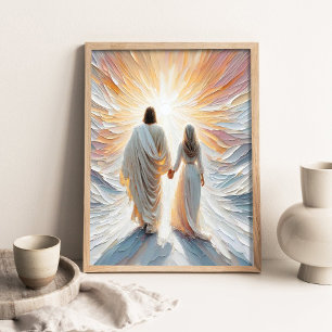 Glaube anrufen, Christliche Kunst, Jesus geht mit Poster