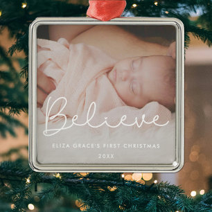 Glaube Baby's erstes Niedliches Foto zu Weihnachte Ornament Aus Metall