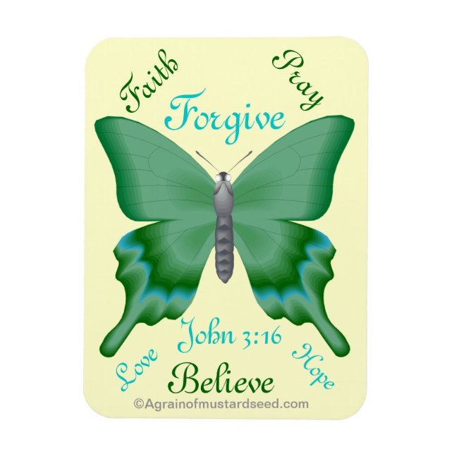 Glaube betet glaubt Butterfly Bibel Zitat Magnet (Vertikal)