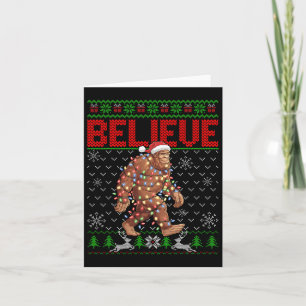 Glaube Bigfoot Santa Ugly Weihnachtsbaum Lichter S Karte