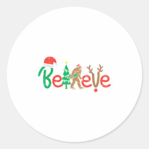 Glaube Bigfoot Sasquatch Santa Reindeer Weihnachte Runder Aufkleber