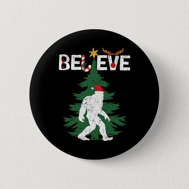 Glaube Bigfoot Sasquatch Yeti Weihnachtsmannmütze  Button (Vorderseite)